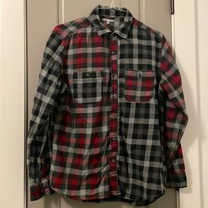 Men’s Uniqlo red black and grey flannel shirt